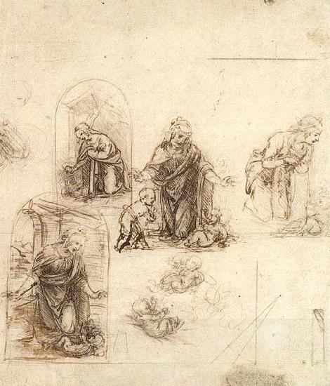 Leonardo  Da Vinci Studies for a Nativity China oil painting art